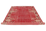 7x10 Red and Ivory Turkish Overdyed Rug