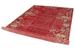 7x10 Red and Ivory Turkish Overdyed Rug