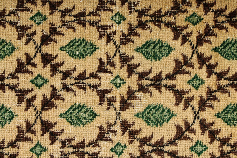 7x10 Beige and Green Turkish Anatolian Rug