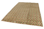 7x10 Beige and Green Turkish Anatolian Rug