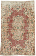 6x10 Rust and Multicolor Turkish Overdyed Rug