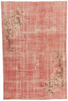 7x10 Red and Beige Turkish Overdyed Rug