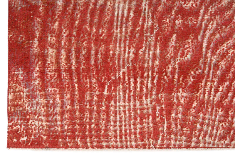 7x10 Red and Beige Turkish Overdyed Rug