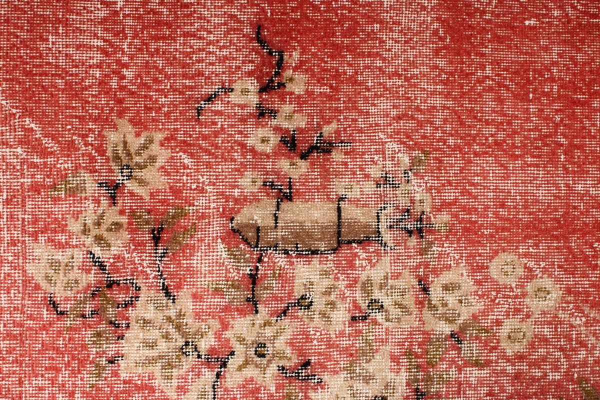 7x10 Red and Beige Turkish Overdyed Rug