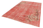 7x10 Red and Beige Turkish Overdyed Rug