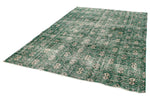 7x9 Green and Beige Turkish Overdyed Rug