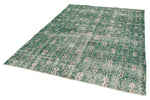 7x9 Green and Beige Turkish Overdyed Rug
