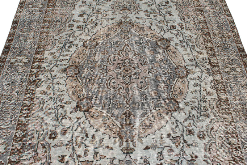 5x9 Blue and Brown Turkish Overdyed Rug