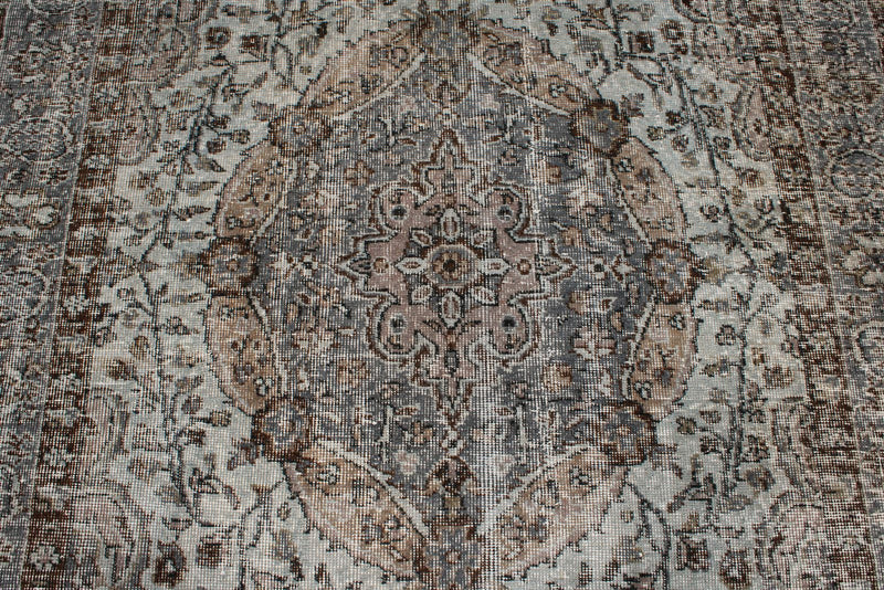 5x9 Blue and Brown Turkish Overdyed Rug