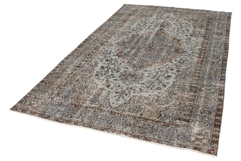 5x9 Blue and Brown Turkish Overdyed Rug