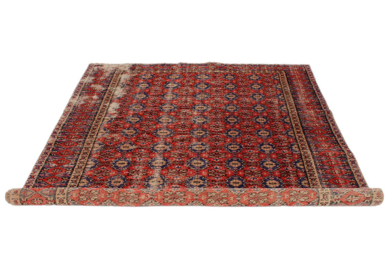 6x8 Red and Navy Turkish Overdyed Rug