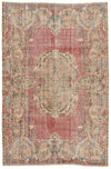 6x9 Red and Multicolor Turkish Overdyed Rug