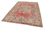 6x9 Red and Multicolor Turkish Overdyed Rug