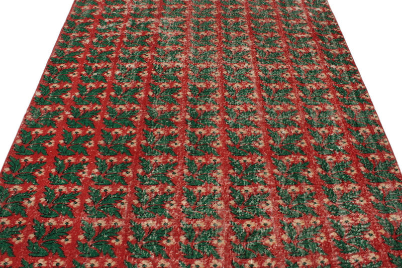 6x9 Red and Green Turkish Anatolian Rug