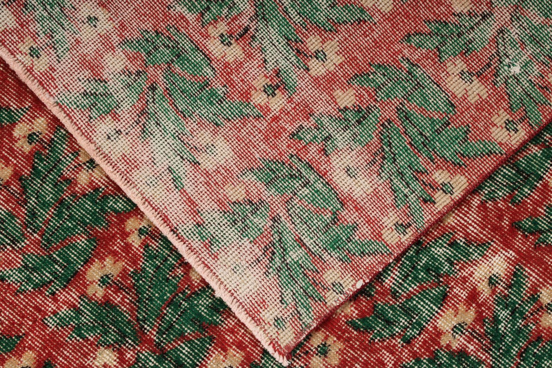 6x9 Red and Green Turkish Anatolian Rug