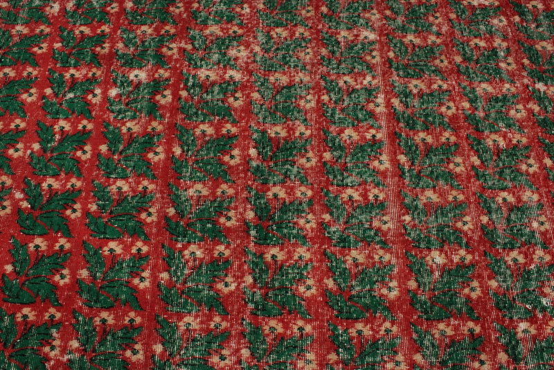 6x9 Red and Green Turkish Anatolian Rug