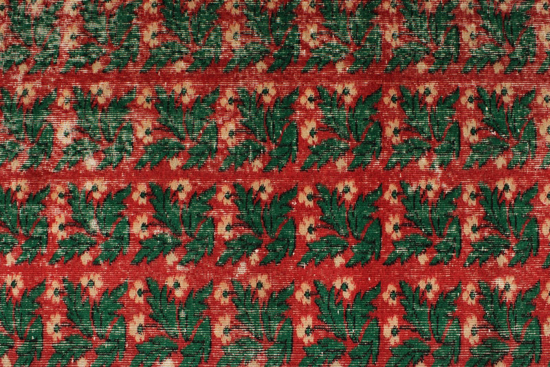 6x9 Red and Green Turkish Anatolian Rug