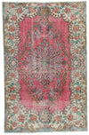 6x10 Pink and Multicolor Turkish Overdyed Rug