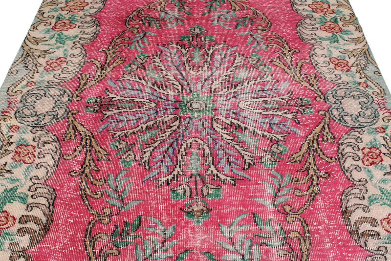 6x10 Pink and Multicolor Turkish Overdyed Rug