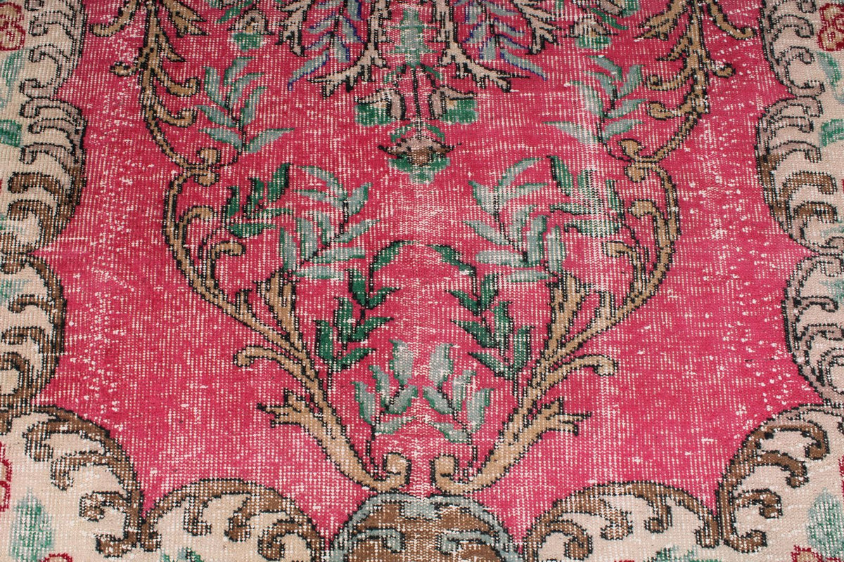 6x10 Pink and Multicolor Turkish Overdyed Rug