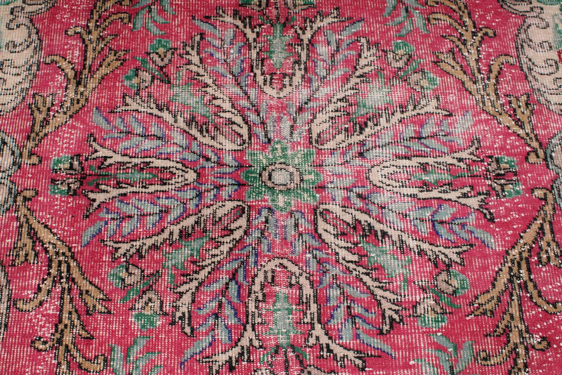 6x10 Pink and Multicolor Turkish Overdyed Rug