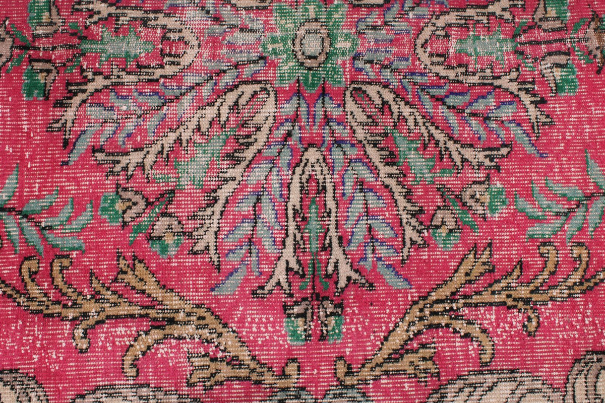 6x10 Pink and Multicolor Turkish Overdyed Rug