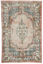 7x10 Rose and Light Blue Turkish Overdyed Rug