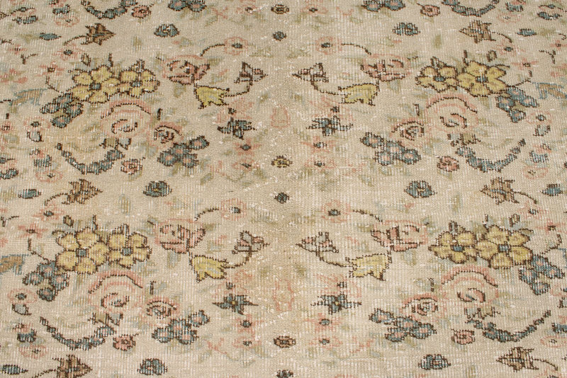 6x10 Ivory and Beige Turkish Overdyed Rug