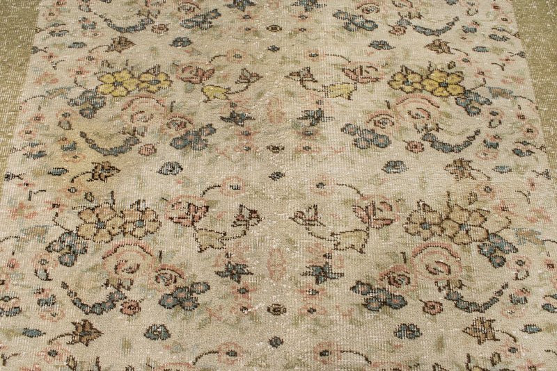 6x10 Ivory and Beige Turkish Overdyed Rug