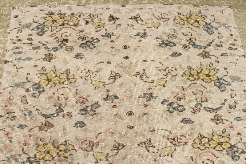 6x10 Ivory and Beige Turkish Overdyed Rug