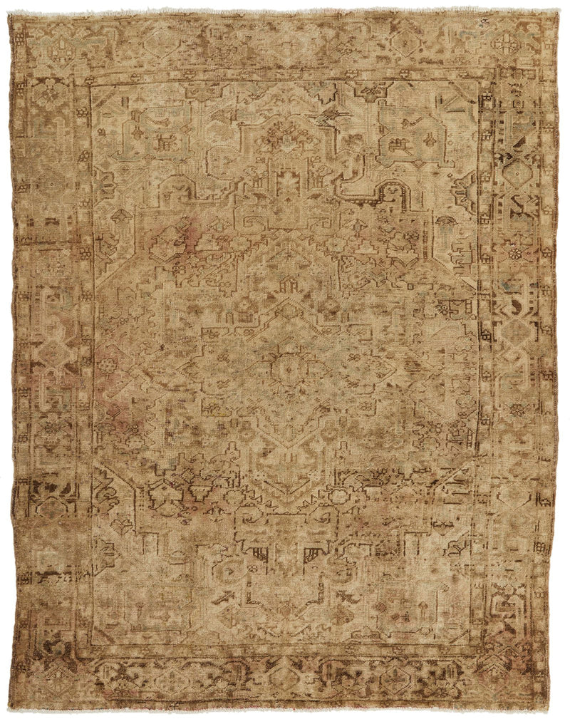 7x9 Beige and Light Brown Persian Rug