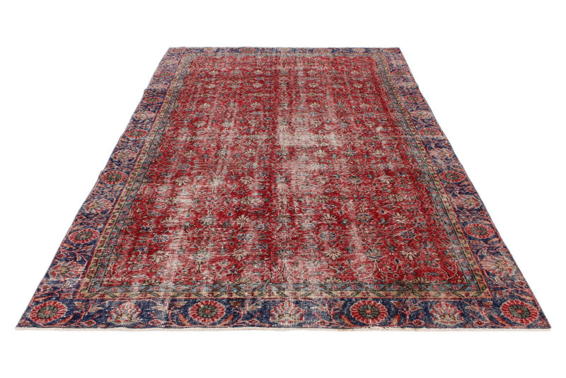 6x10 Red and Navy Modern Contemporary Rug