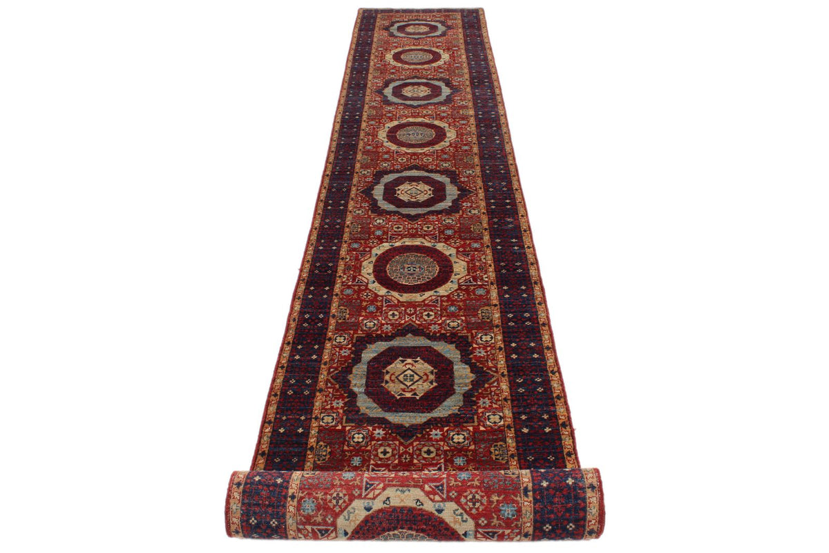 3x20 Burgundy and Navy Turkish Tribal Runner