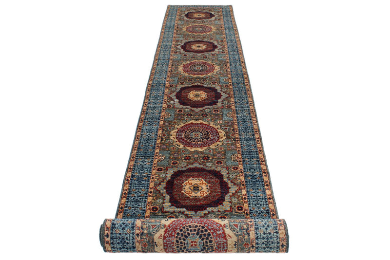 3x20 Green and Blue Turkish Tribal Runner