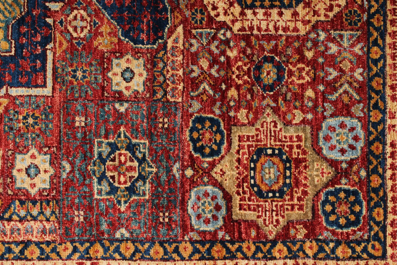 4x6 Red and Beige Turkish Tribal Rug