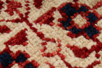 4x6 Red and Ivory Turkish Tribal Rug