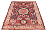 4x6 Red and Ivory Turkish Tribal Rug