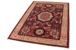 4x6 Red and Ivory Turkish Tribal Rug