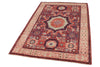 4x6 Red and Ivory Turkish Tribal Rug