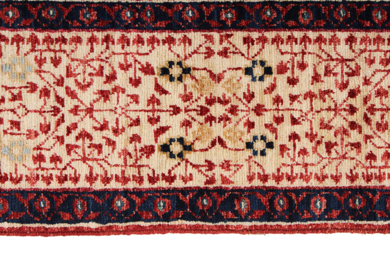 5x7 Red and Ivory Turkish Tribal Rug