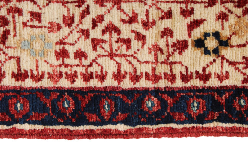 5x7 Red and Ivory Turkish Tribal Rug