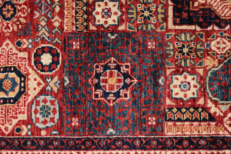 5x7 Red and Ivory Turkish Tribal Rug