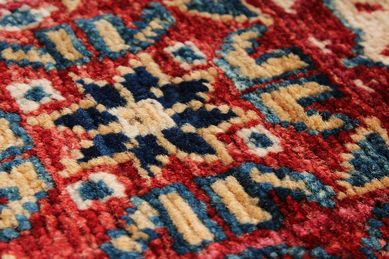 5x7 Red and Ivory Turkish Tribal Rug