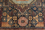 9x12 Navy and Beige Turkish Tribal Rug