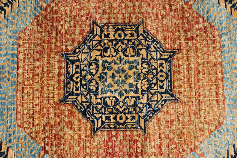 9x12 Navy and Beige Turkish Tribal Rug