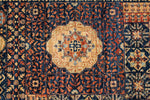 9x12 Navy and Beige Turkish Tribal Rug