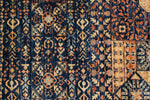 9x12 Navy and Beige Turkish Tribal Rug