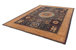 9x12 Navy and Beige Turkish Tribal Rug