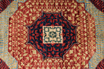 6x9 Navy and Beige Turkish Tribal Rug