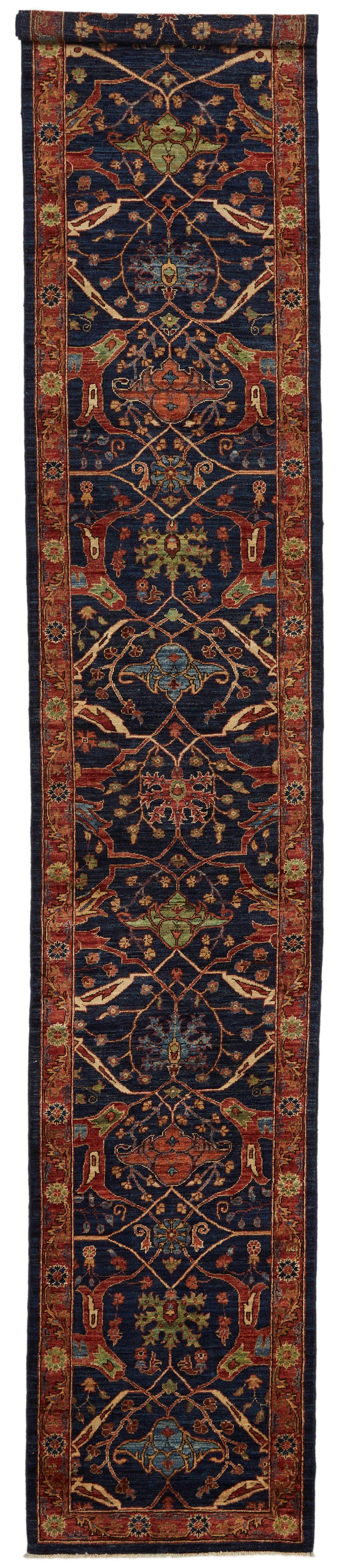 3x15 Navy and Rust Anatolian Traditional Runner